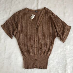 Brown Shimmer Cardigan Sweater